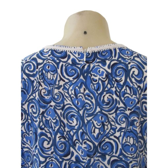 Lilly Pulitzer Julianna Embroidered Beaded Tunic Chasing Tail Blue/White Dress S - Picture 7 of 9